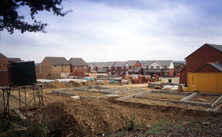 Houses under construction on a housing development